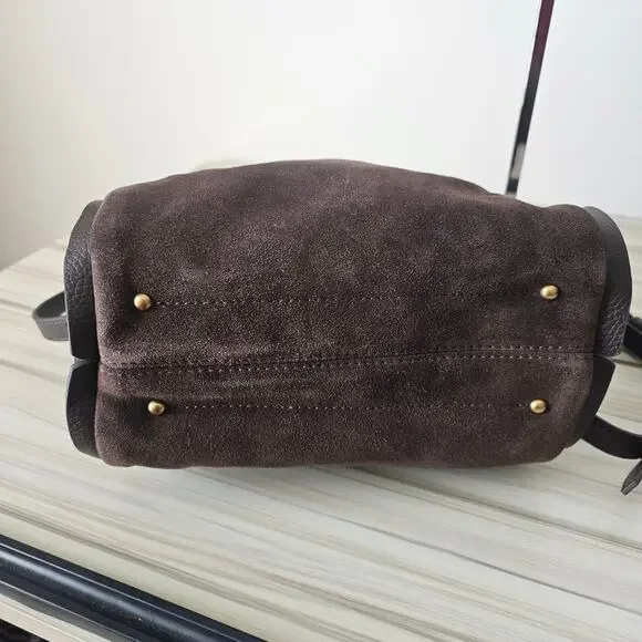 American Leather Brown Suede Auburn Mini Crossbody Bag - Picture 4 of 9